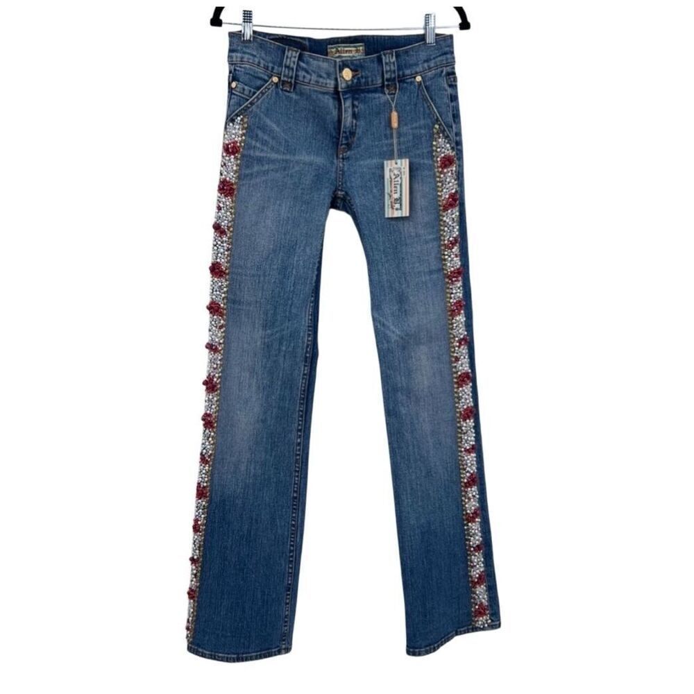 Allen B Jeans Denim Embroidered Blue New - Picture 2 of 13